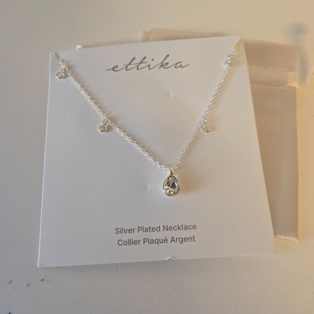 Ettika Silver Plated Necklace with teardrop stone - NWT - Picture 2 of 4